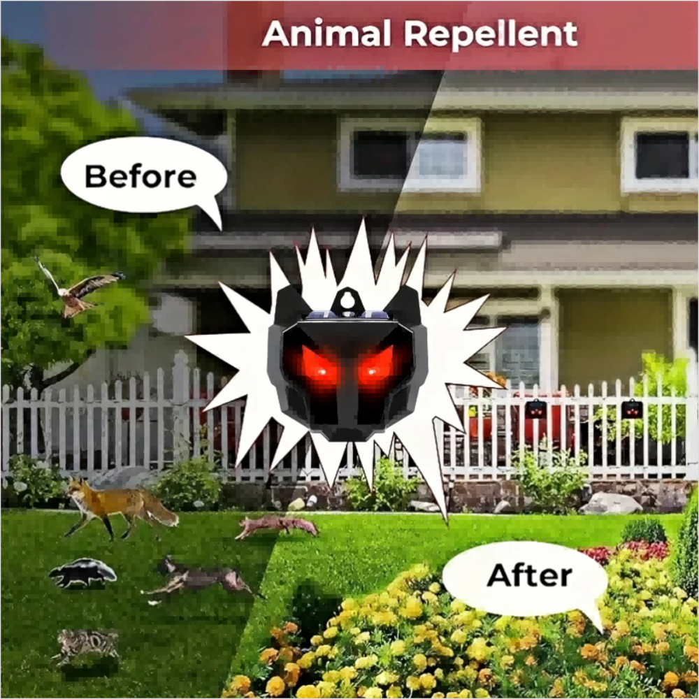 2 packs red sun night animal repellent with red LED lightsBlinking Lights Drive Away Raccoon,Deer, Skunk, Cat, Coyote from Yard Farm andChicken Coops