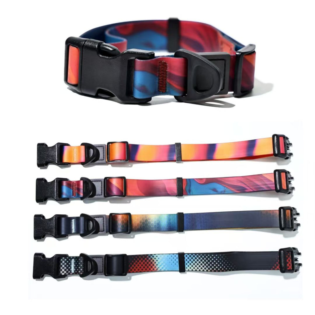 Printed Dog Collar and Leash Set, Adjustable Quick Release Buckle, Heavy Duty Matching Pet Walking Gear for Small Medium Large Dogs