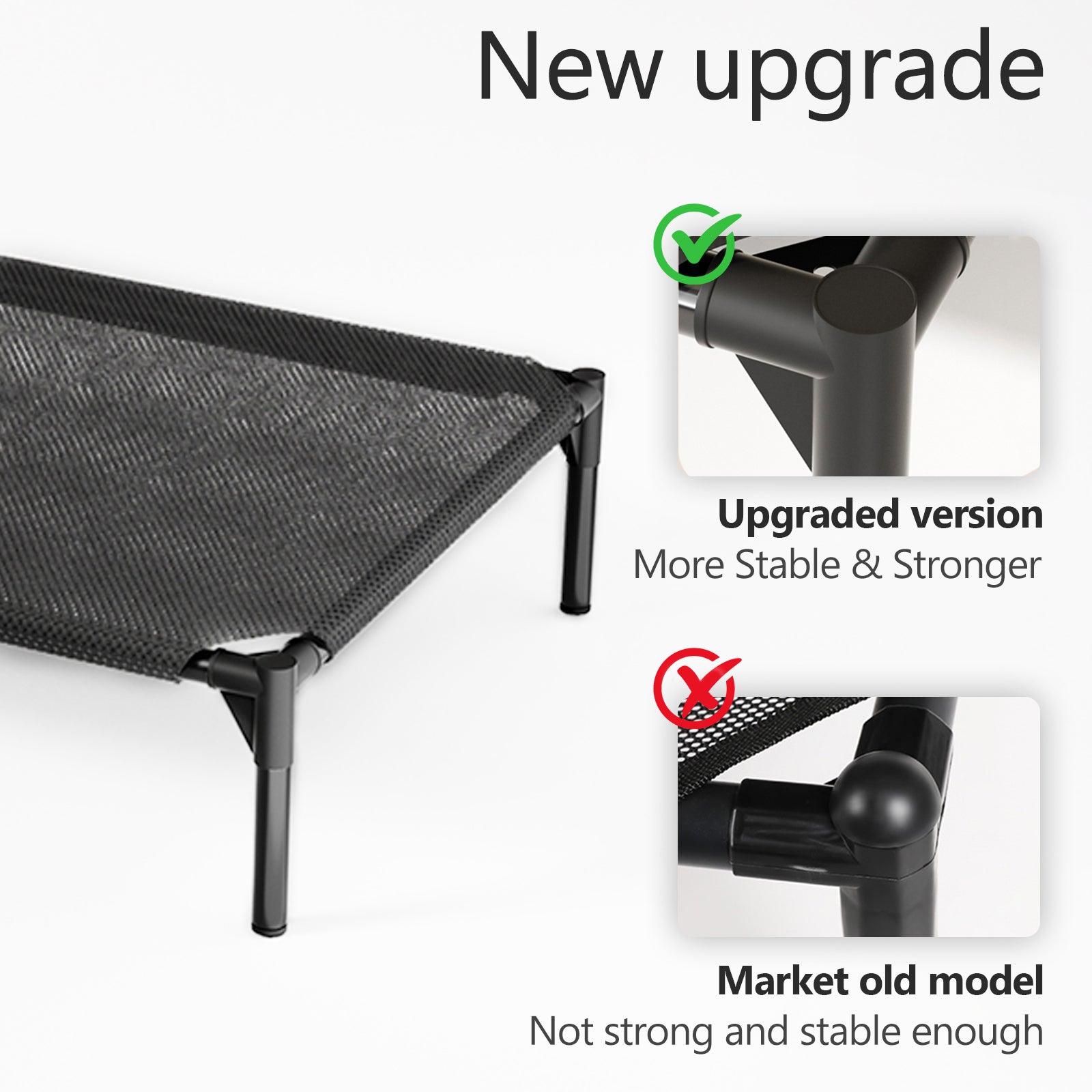 Elevated Dog Bed for Dogs, Portable Indoor & Outdoor Cooling Mesh Raised Dog Bed Cots with Skid-Resistant Feet