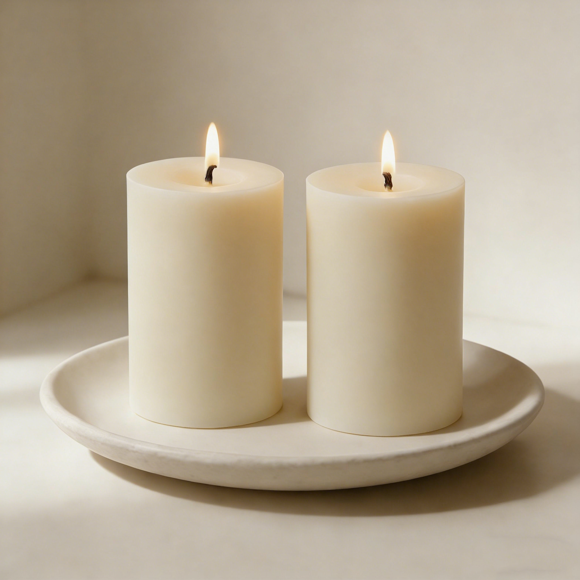 2pk 4"x6" Unscented Soy Wax Candles – Natural, Clean Burn Pillars
