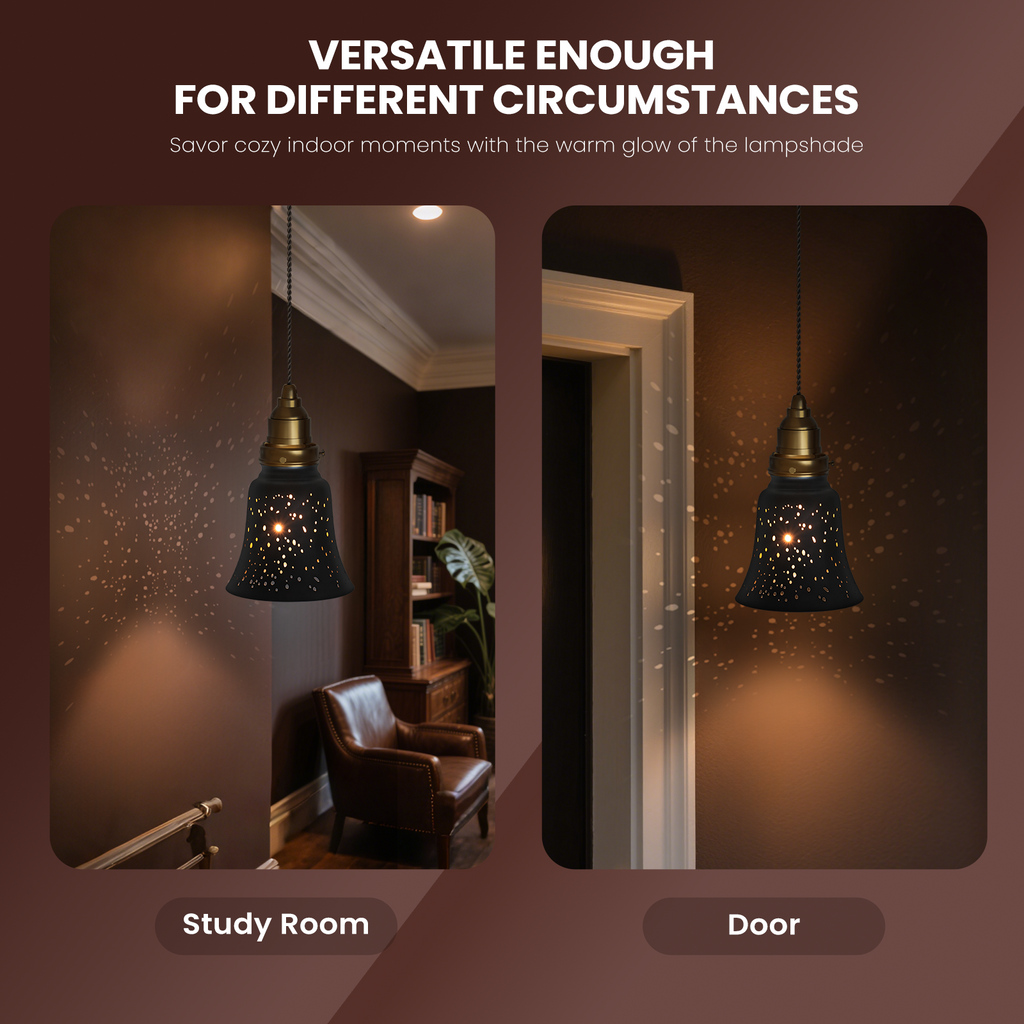 Globes Shades 3-Pack Starlight Etched Metal Lamp Shade Black Gold  4.72" for Pendant, Sconce, Ceiling Fan