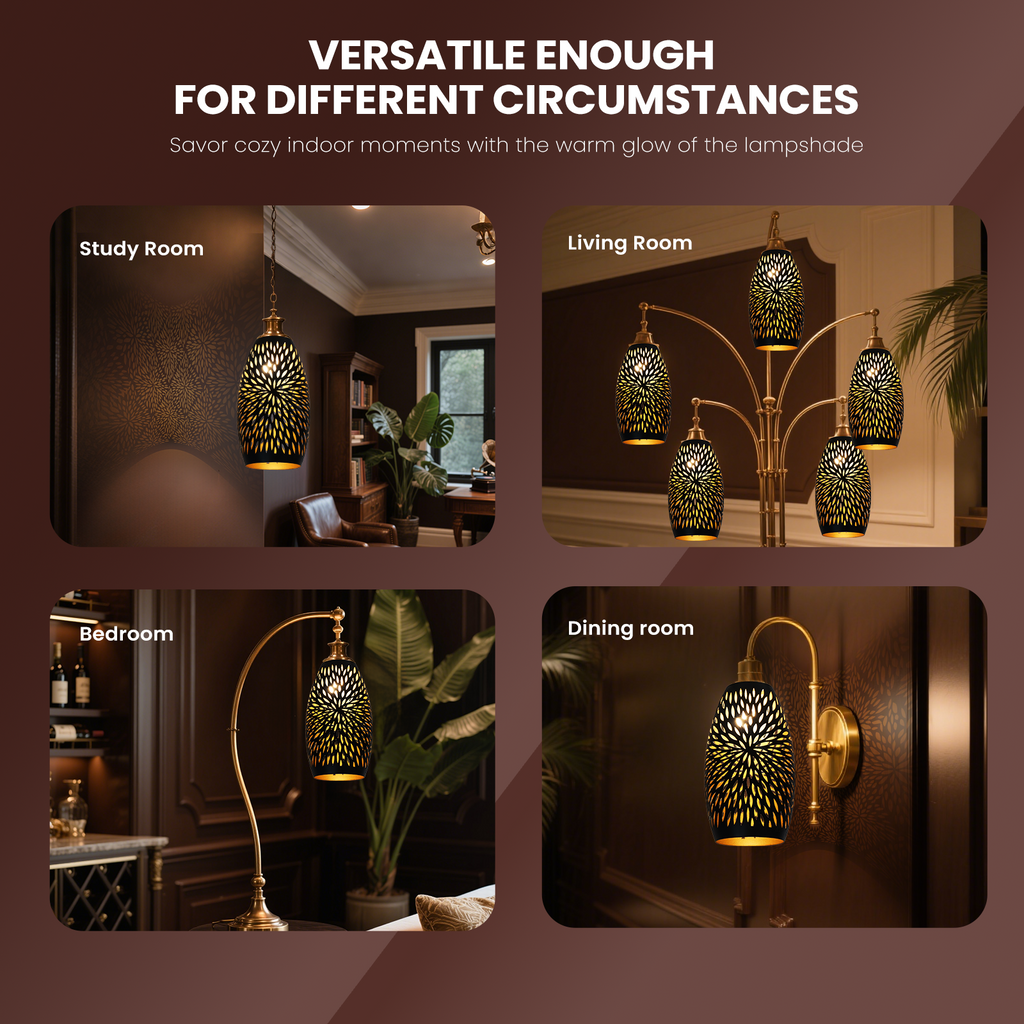 Etched Hollow Oval Pendant Shade – 7.8×4.7 Inch&1-5/8" Fitter