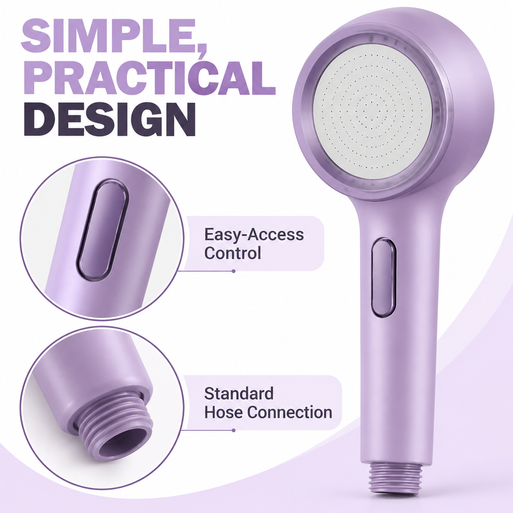Handheld Shower Head with Reverse-Flush Cleaning, Micro-Spray Nozzles, Easy-Access Control Button and Hose Connection