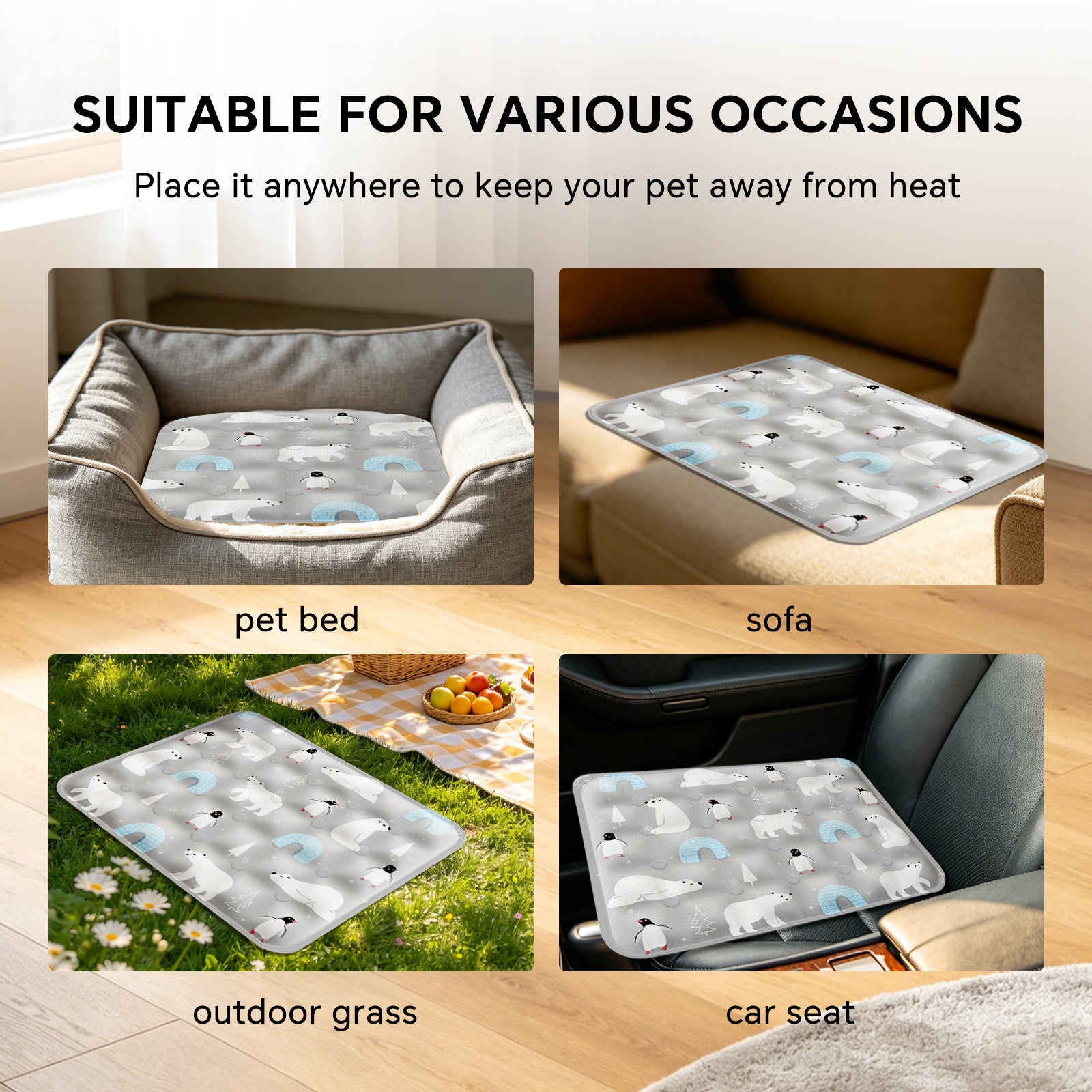 AEELLEEA Dog Cooling Pad, Washable Cooling Mat for Dogs & Cats, Summer Pet Cooling Bed for Crate Indoor Outdoor