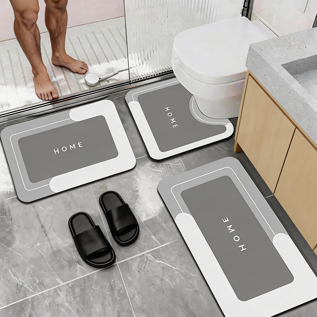 3 Piece Bathroom Rug Set, Ultra Absorbent Fast Drying Non Slip Bath Mats, Washable Floor Mats for Shower Tub Toilet