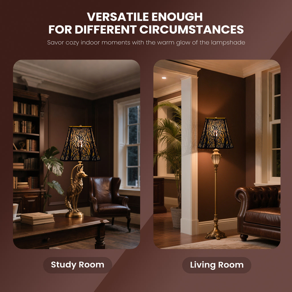 Rectangular Etched Forest Lampshade – 8×13.9×11 Inch