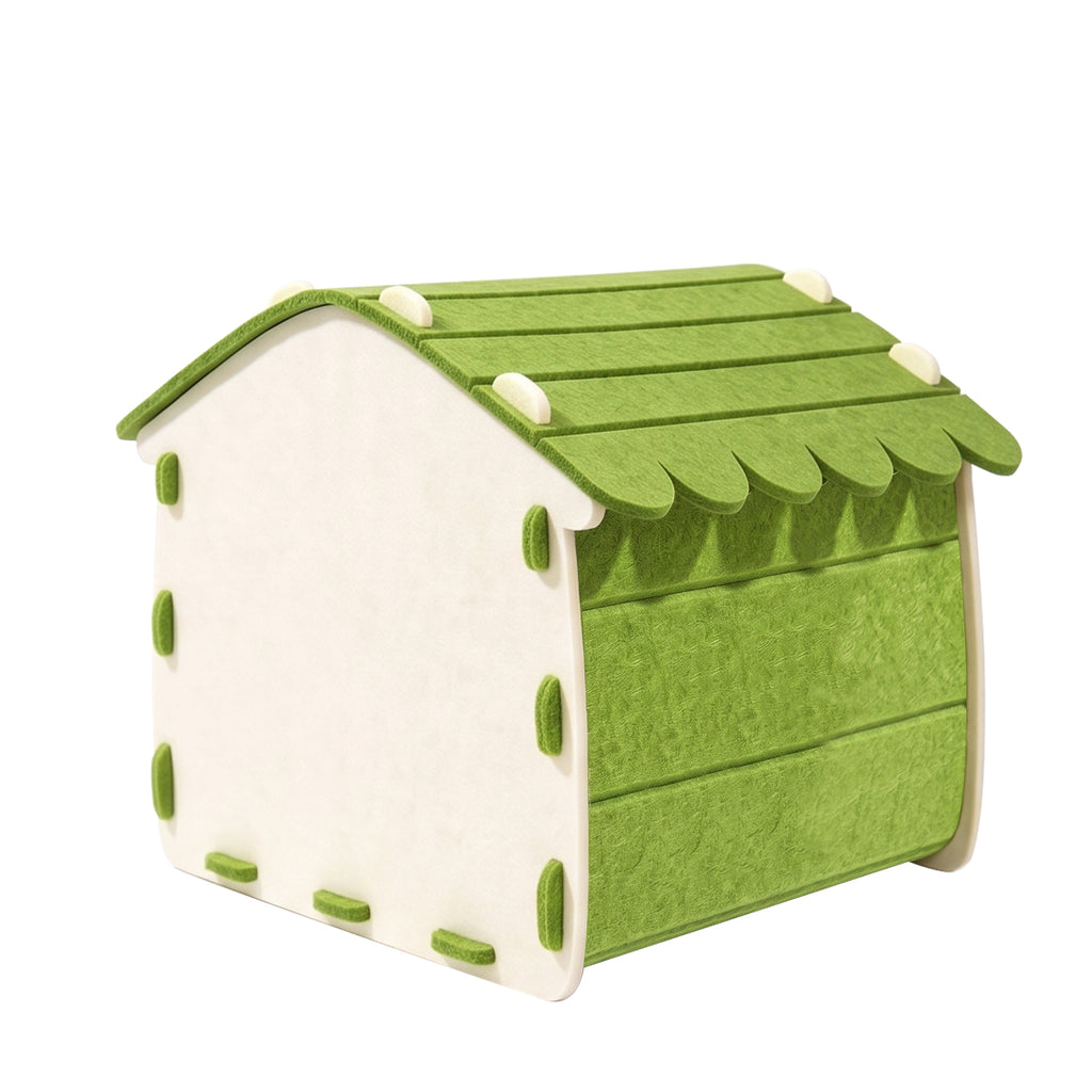 Foldable Felt Cat House Bed with Hideaway Cave, Scratch Resistant Cozy Cat Nest for Indoor Cats Kittens and Small Pets, Portable Easy Storage, Green