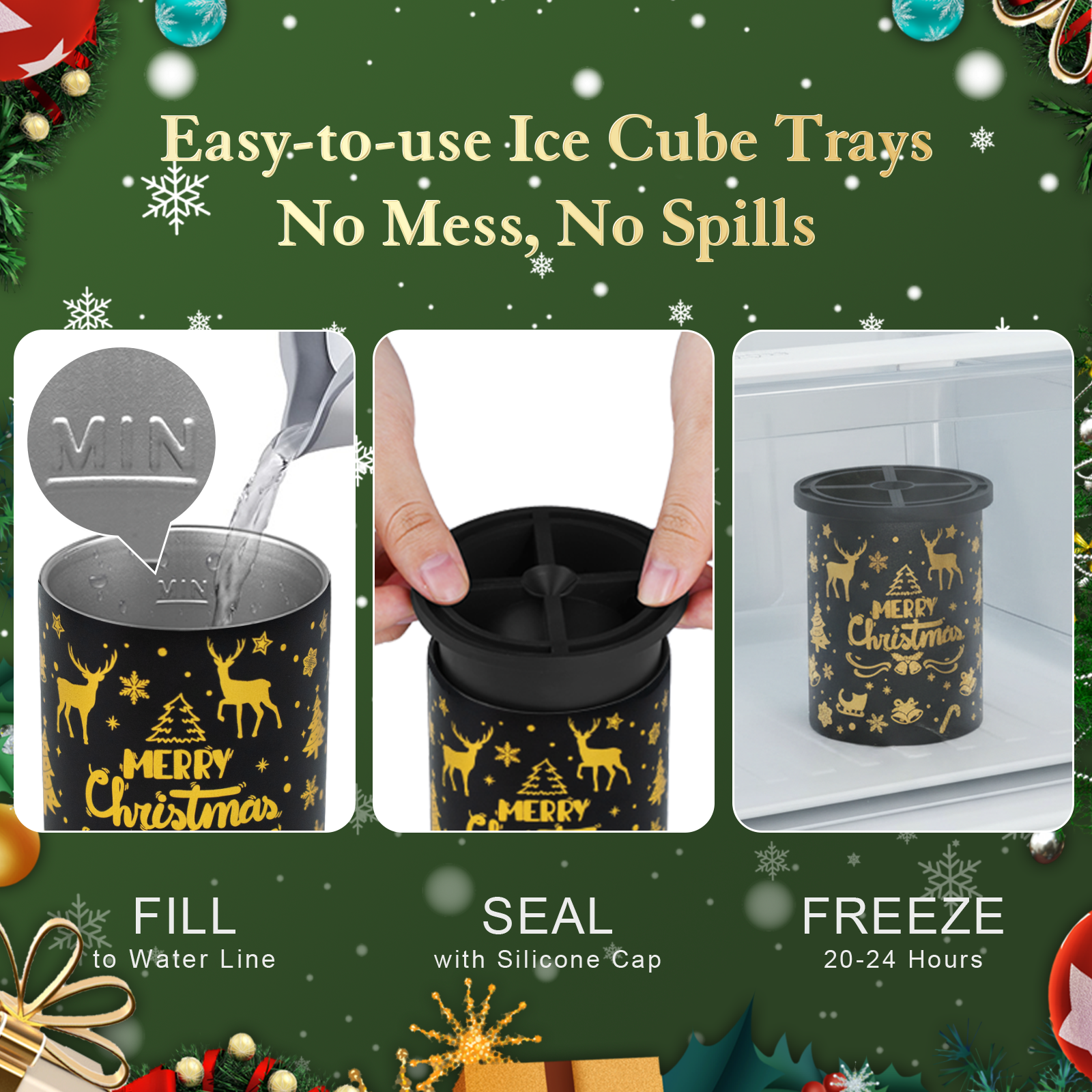 2.5 Inch Stainless Steel Clear Ice Ball Maker Set, Food Grade Silicone Ice Sphere Mold for Whiskey Bourbon Cocktails, Christmas Holiday Gift Box for Men Home Bar