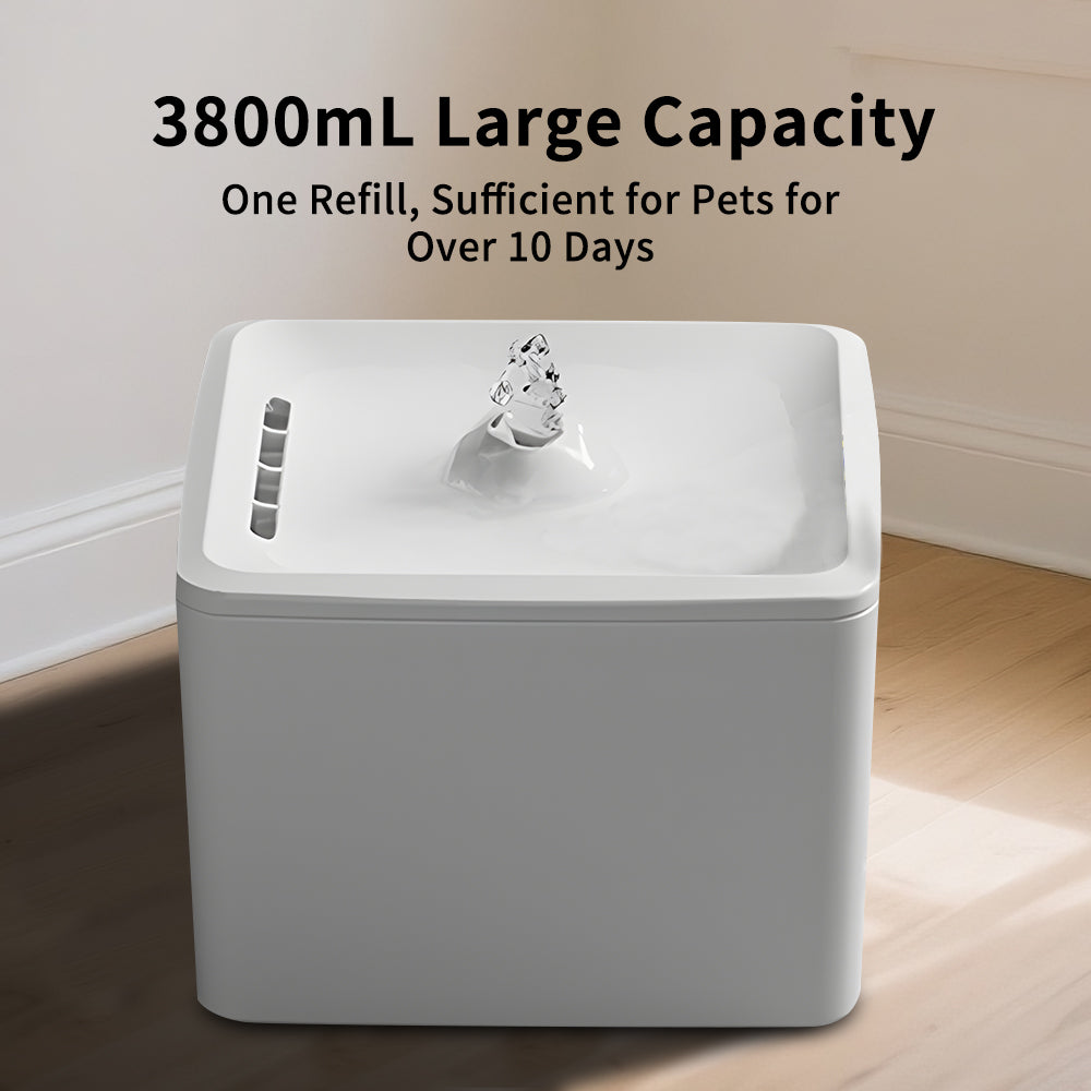 Automatic Pet Water Fountain – Ultra-Quiet Circulating Drinking System with Fresh Flowing Water for Hydrated Cats & Dogs (White,3800ml)