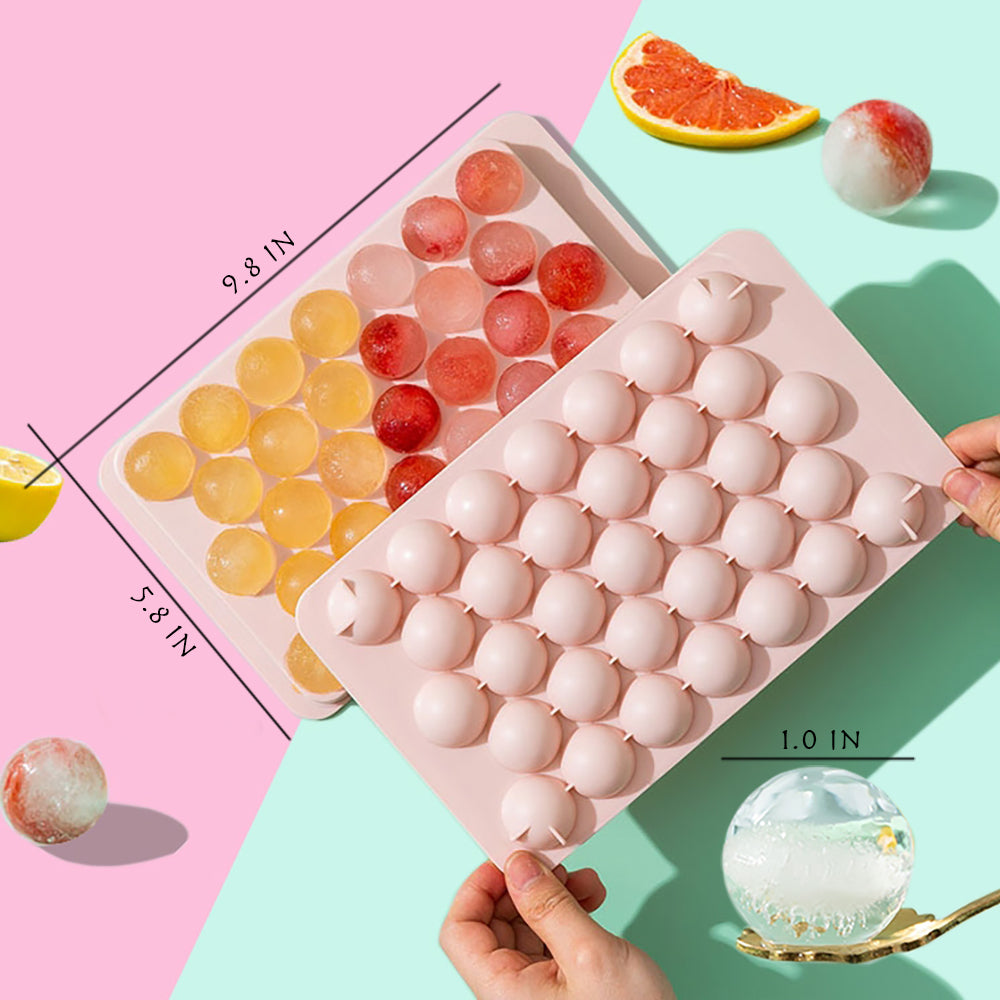 1-Inch Round Ice Cube Tray with Lid and Storage Bin, Small Sphere Ice Ball Molds for Freezer, Reusable Ice Maker Tray for Whiskey, Cocktails & Daily Drinks