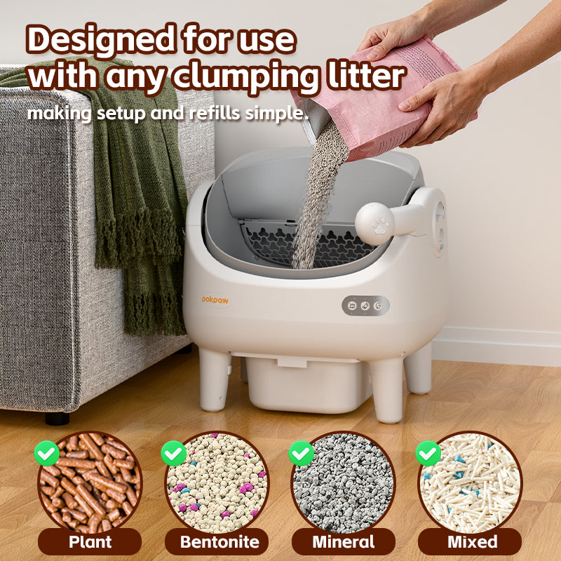 Aeelleea Smart Self-Cleaning Cat Litter Box Open-Top Deodorizing App Control Multi-Cat