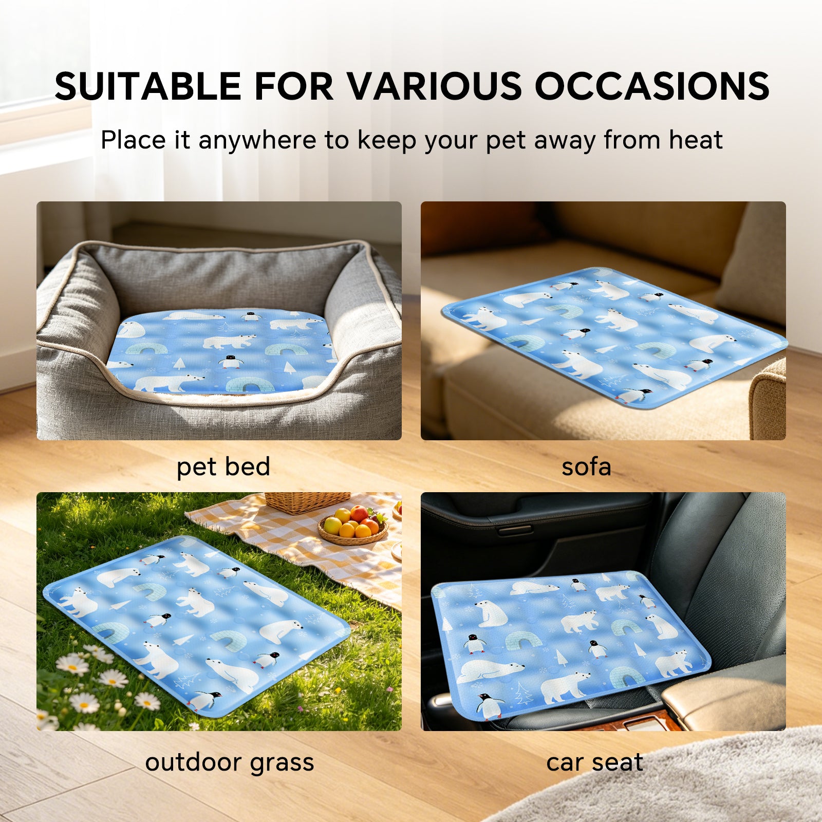 AEELLEEA Dog Cooling Pad, Washable Cooling Mat for Dogs & Cats, Summer Pet Cooling Bed for Crate Indoor Outdoor