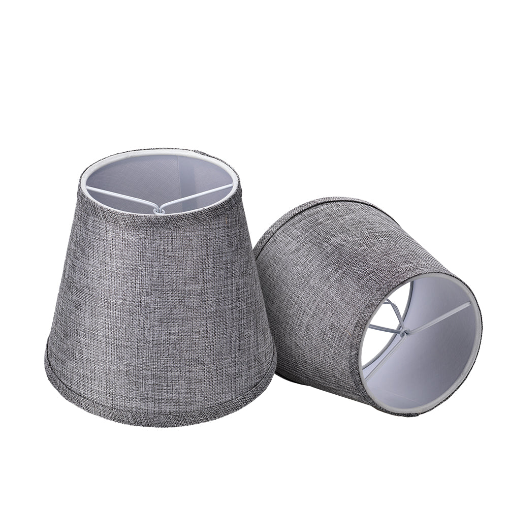 Gray Linen Clip-On Lamp Shades 5"×7"×8", Fabric Replacement Shades for Wall Sconces & Chandeliers