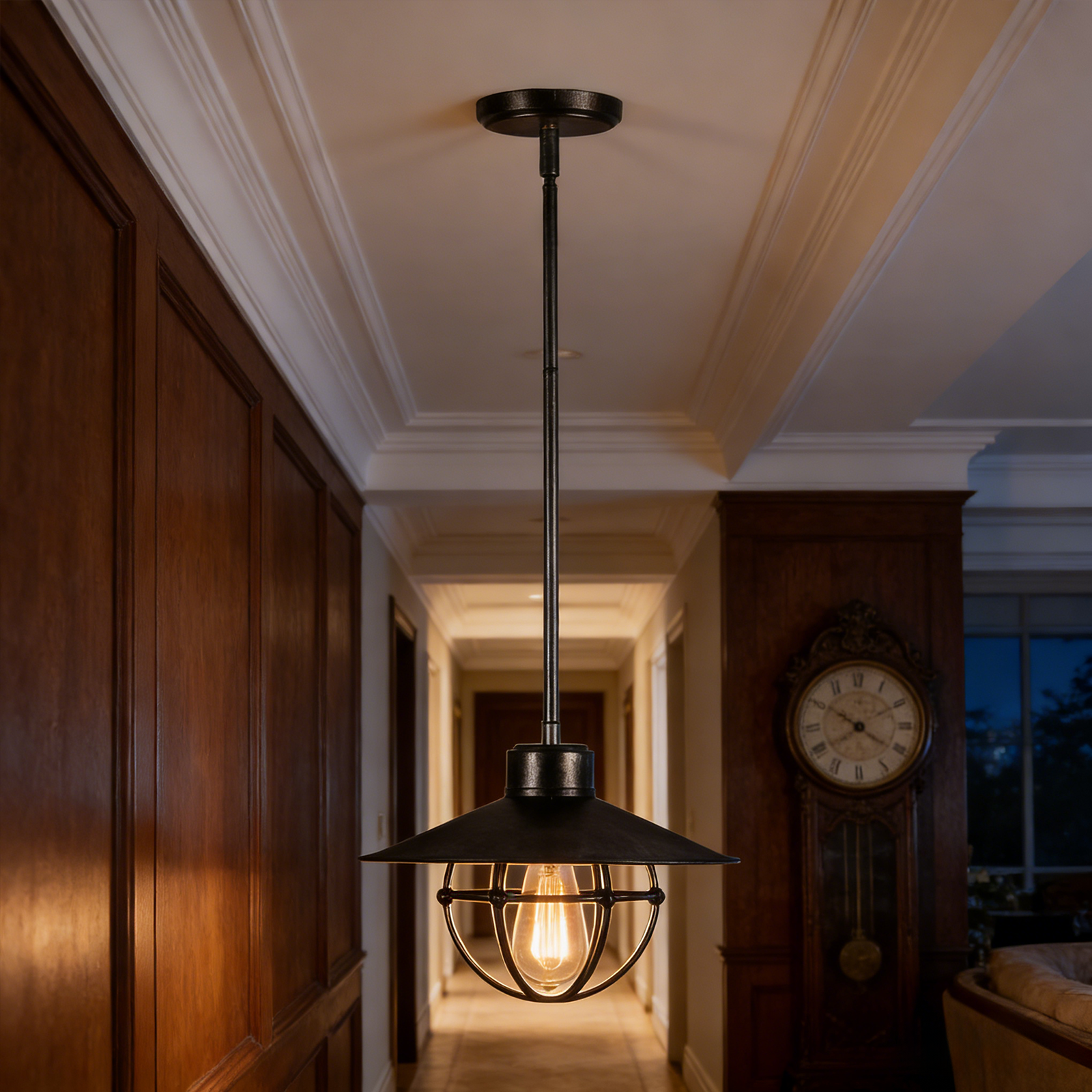 Single-Head Simple Vintage Industrial Edison Pendant Light - Height Adjustable American Rustic Lighting Fixture - Ideal for Bar, Dining Room & Kitchen