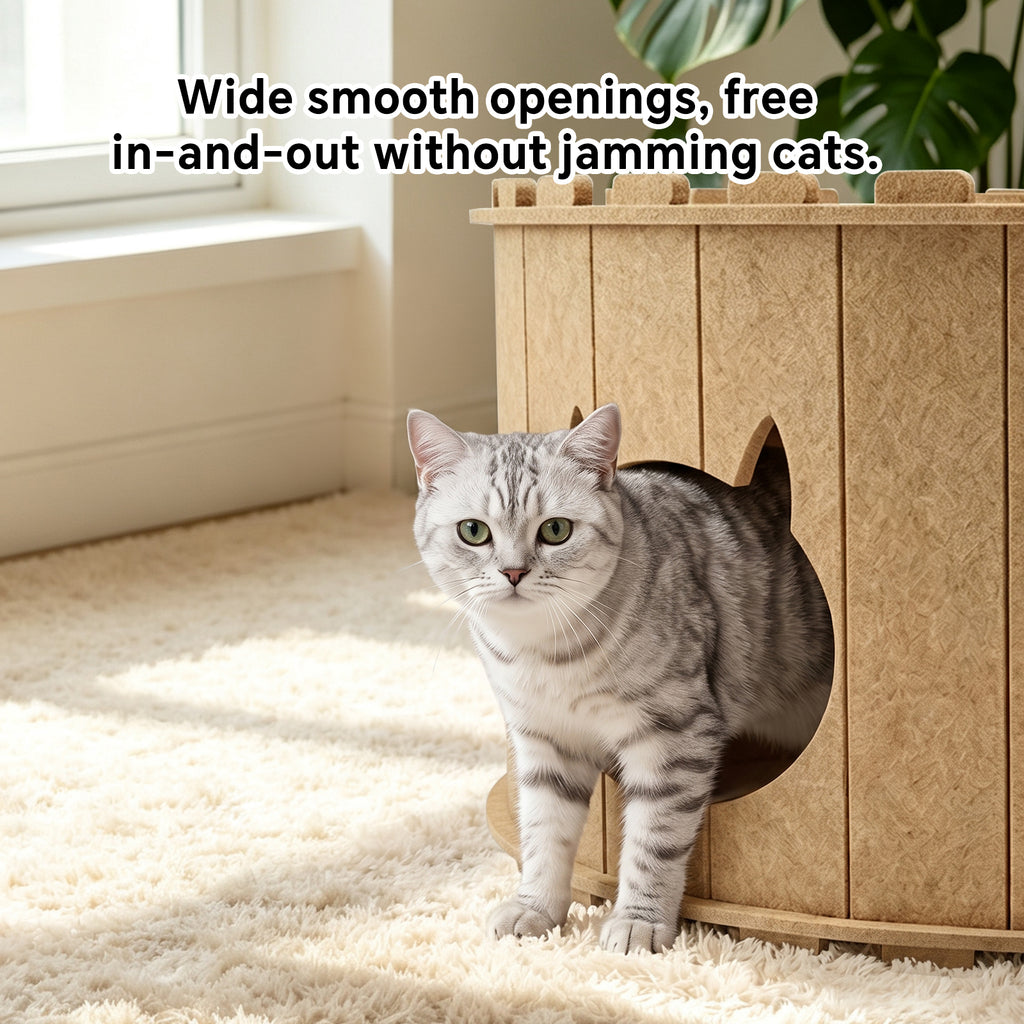 Felt Cat Bed for Indoor Cats, Kitty Cave Tunnel House with Scratching Surface, Scratch-Resistant Hideaway for Multiple Cats