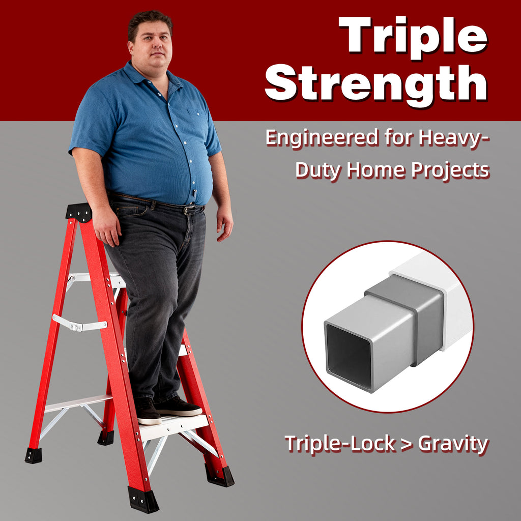 Fiberglass ladder, single-sided stepladder for electrical engineering ladder construction insulation ladder with a load capacity of 330 pounds
