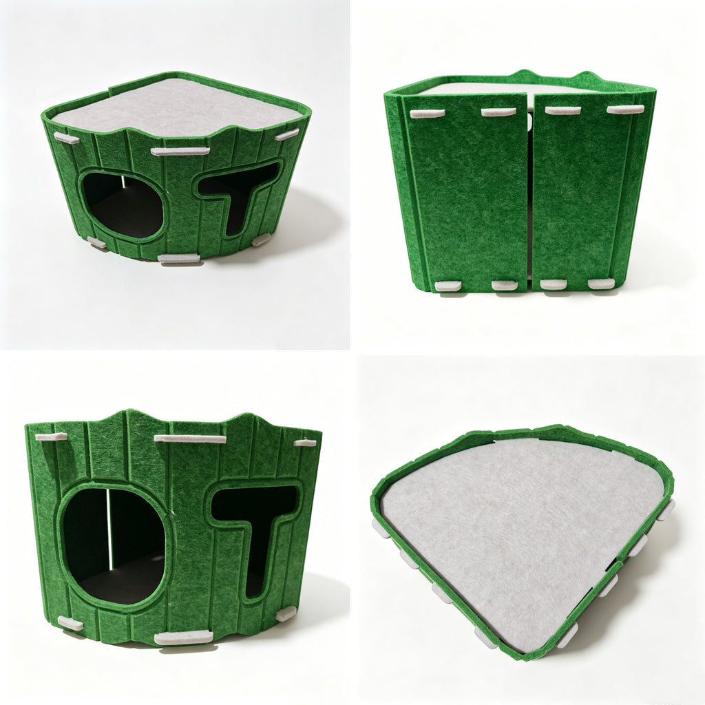 Warm Wool Cat Cave, Comfortable Pet Nest, Soft Cushion with Durable Felt, Double Opening Pets Bed for Indoor Outdoor Use, House with Trendy Design, Pet Shelter for Bedroom Living Room