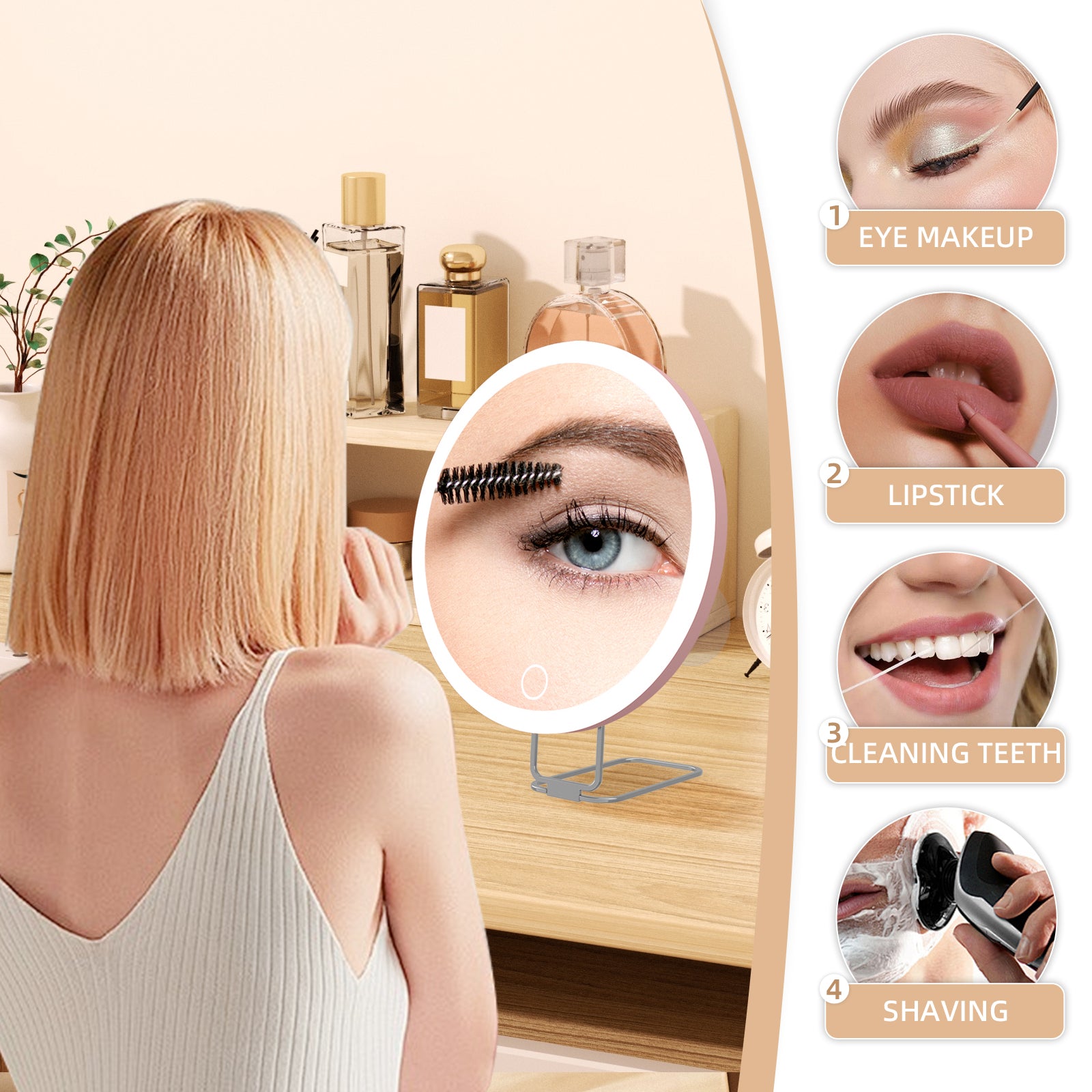 30X LED Makeup Mirror 6" Travel Mirror with Suction Cups + Tweezers & Scissors