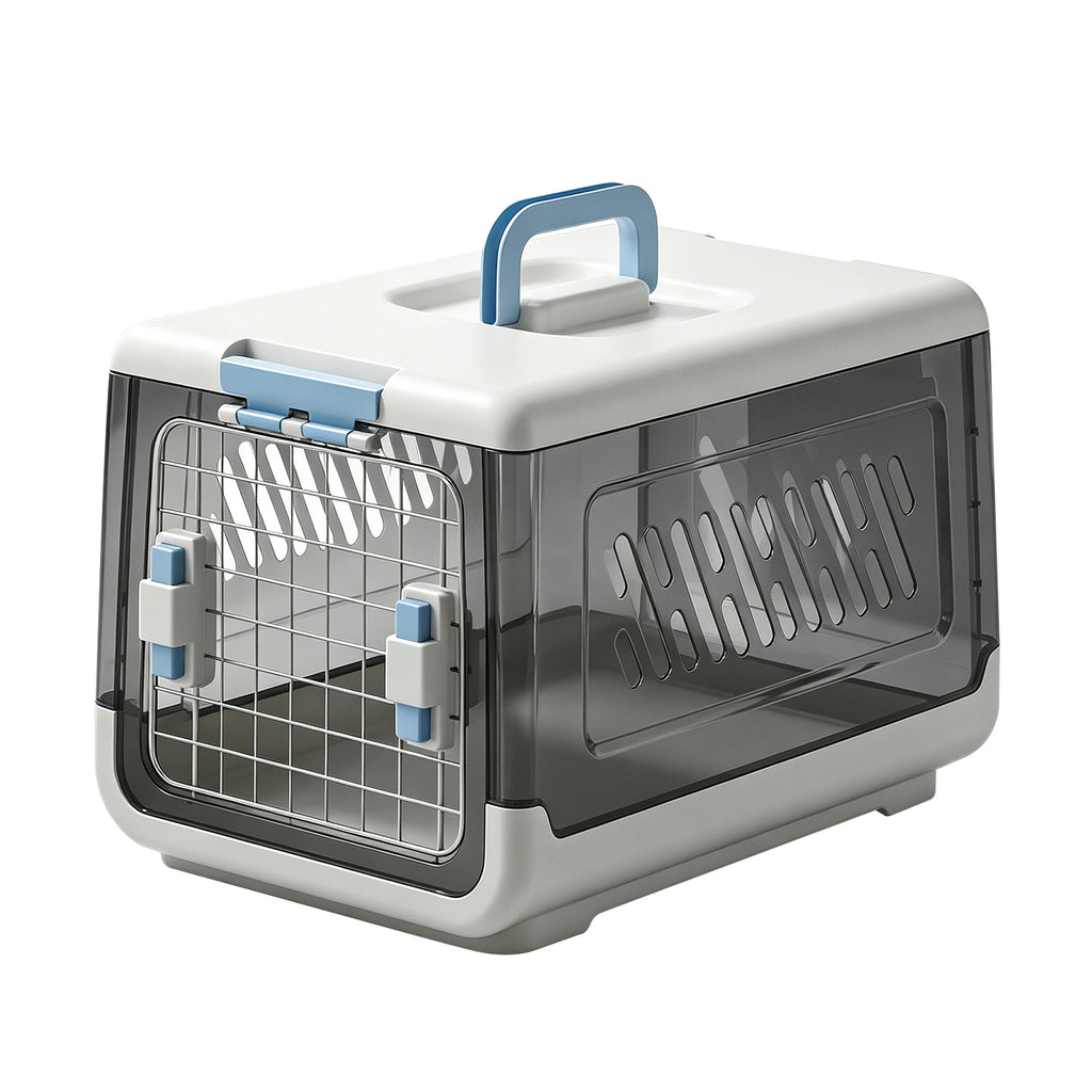 Portable Outdoor Cat Enclosure with Metal Wire Ventilation, Hard-Sided Pet Travel Kennel Carrier for Cats, Puppies, Rabbits and Small Animals