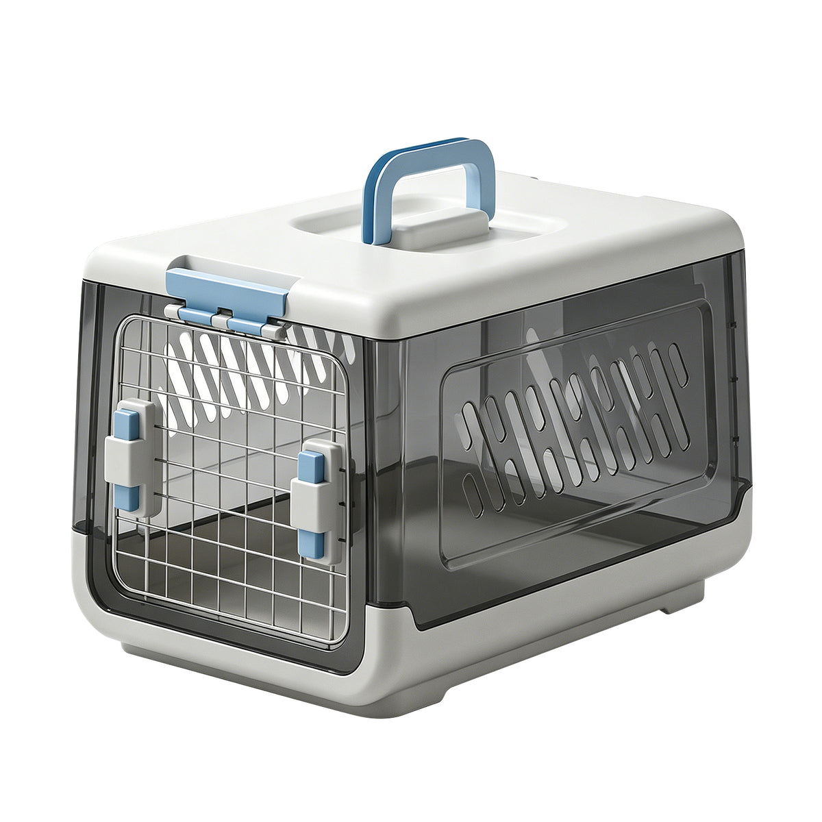Portable Outdoor Cat Enclosure with Metal Wire Ventilation, Hard-Sided Pet Travel Kennel Carrier for Cats, Puppies, Rabbits and Small Animals