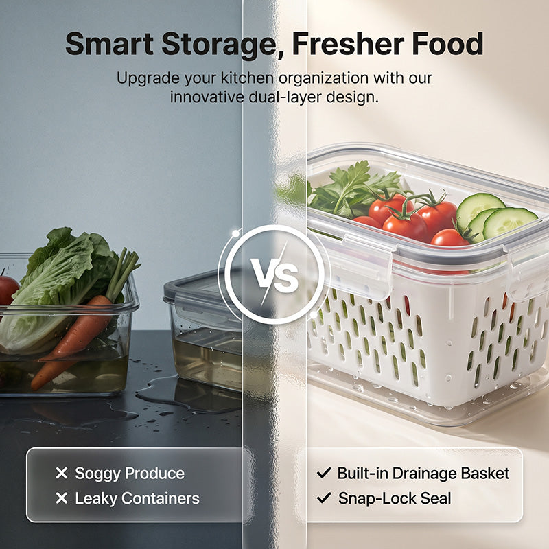 5 Pack Fruit Storage Containers for Fridge with Removable Colanders, Reusable Produce Organizer Bins for Berries, Vegetables and Refrigerator