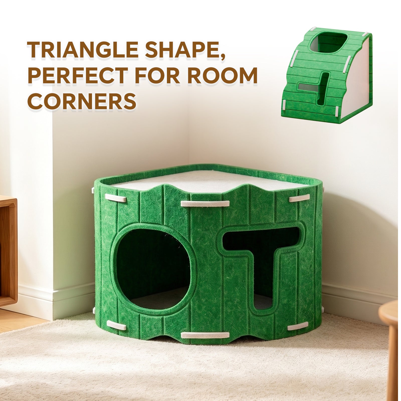 Warm Wool Cat Cave, Comfortable Pet Nest, Soft Cushion with Durable Felt, Double Opening Pets Bed for Indoor Outdoor Use, House with Trendy Design, Pet Shelter for Bedroom Living Room