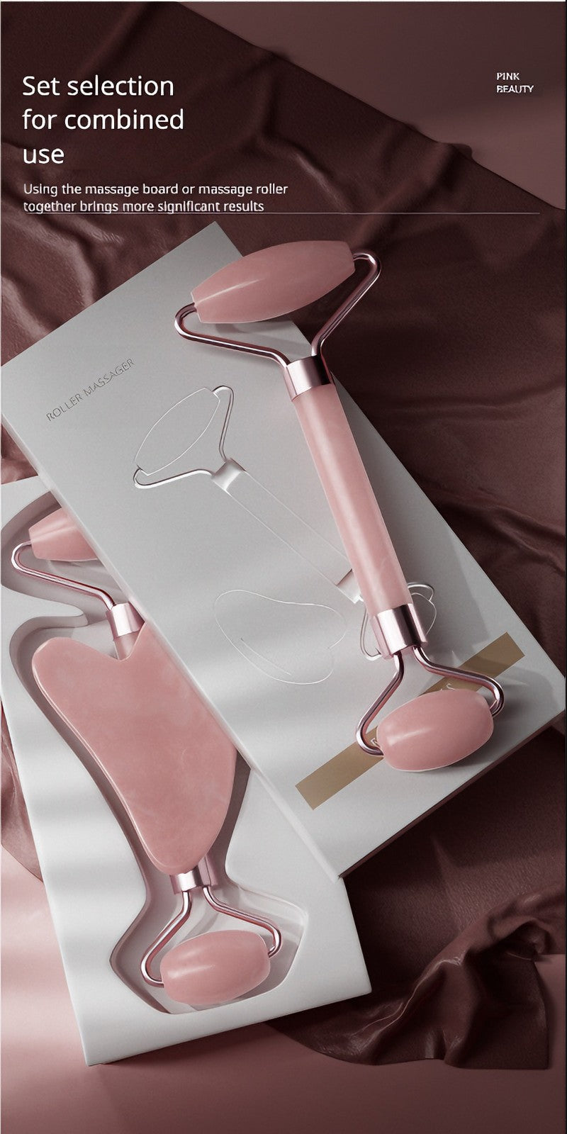 AEELLEEA-Facial Roller and Gua Sha Set, Resin Face Massage Roller with Heart Gua Sha Board, Pink & Green Optional for Face Eye Neck Body Skincare