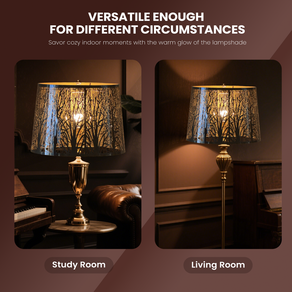 Stainless Steel Drum Lampshade | Etched Forest Design