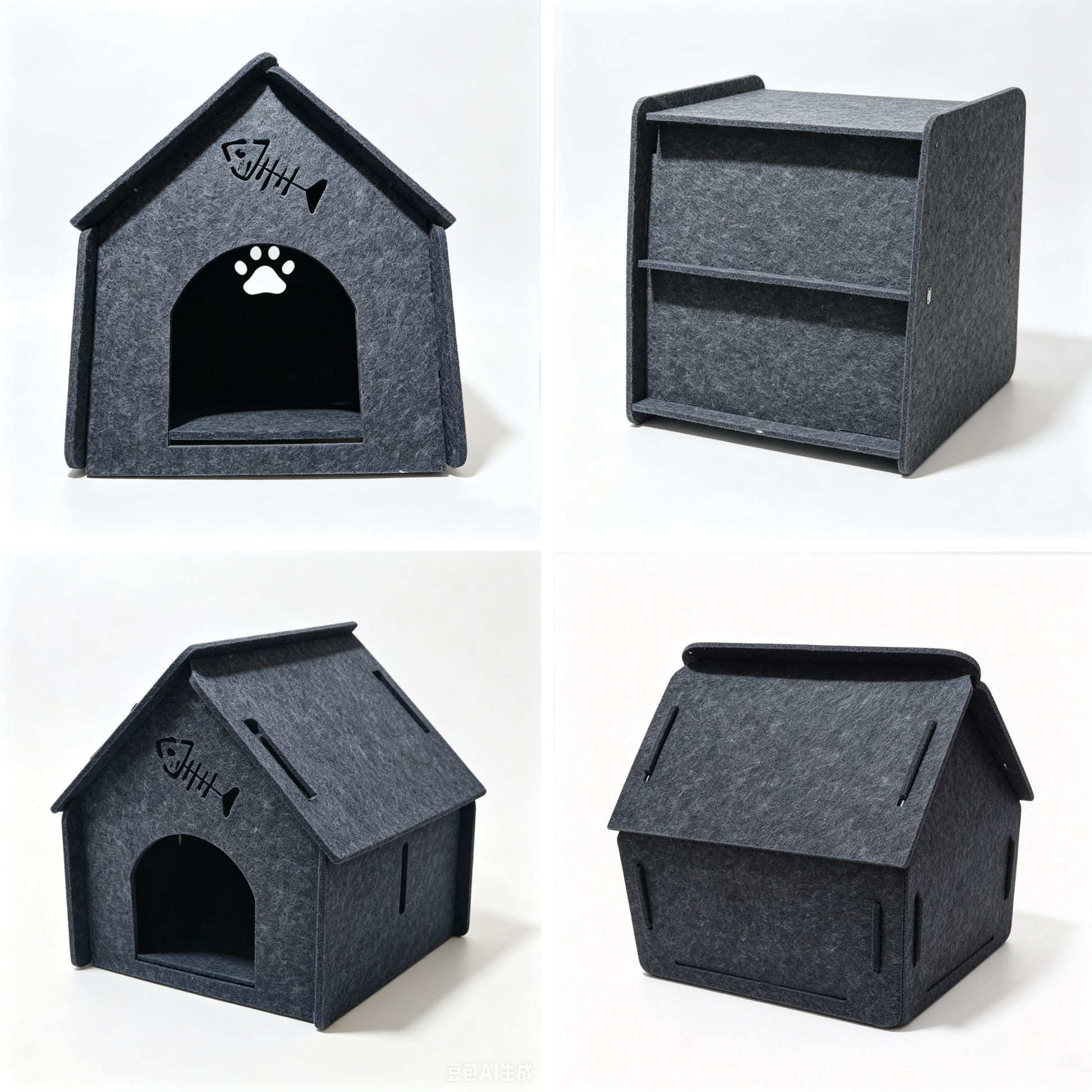 Scratch Resistant Felt Cat House Indoor Warm Insulated Cat Cave Bed Compatible with Pet Heating Pads for Kittens Small Cats