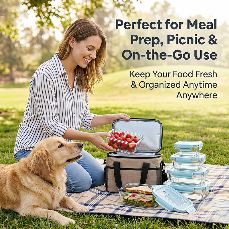 8 Pack Glass Food Storage Containers with Lids