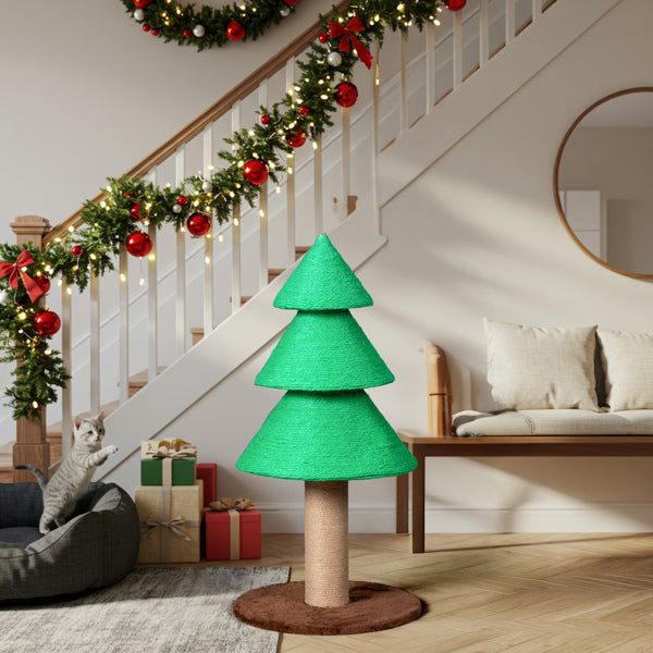 31.5in Christmas Tree Cat Scratcher, Cat Scratching Post for Indoor Cats, Large Sisal Cat Scratching Tree Cat Scratch Tower
