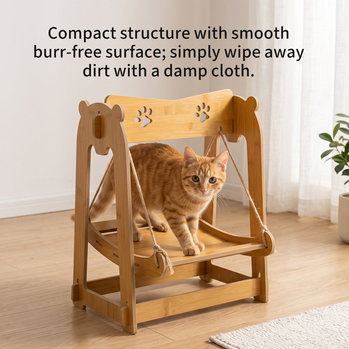 Indoor Cat Swing Hammock, Hanging Pet Bed for Cats and Small Dogs, Elevated Cozy Lounger Chair