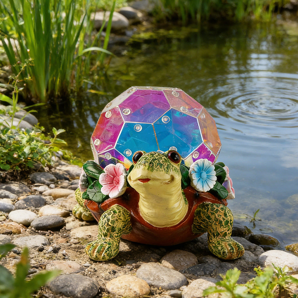 Outdoor Garden Decor Tortoise Statue with Warm White Accent Light, Decorative Landscape Ornament for Garden, Patio & Pathway