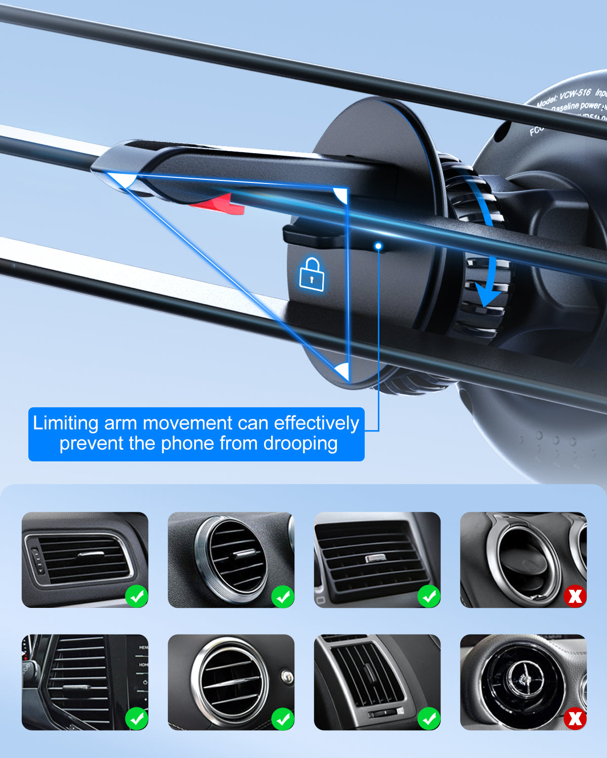 15W MagSafe Car Charger Mount, Magnetic Wireless Car Phone Holder with Air Vent Clip, Fast Charging Mount Compatible with iPhone 15/14/13/12 Pro Max Plus & MagSafe Cases