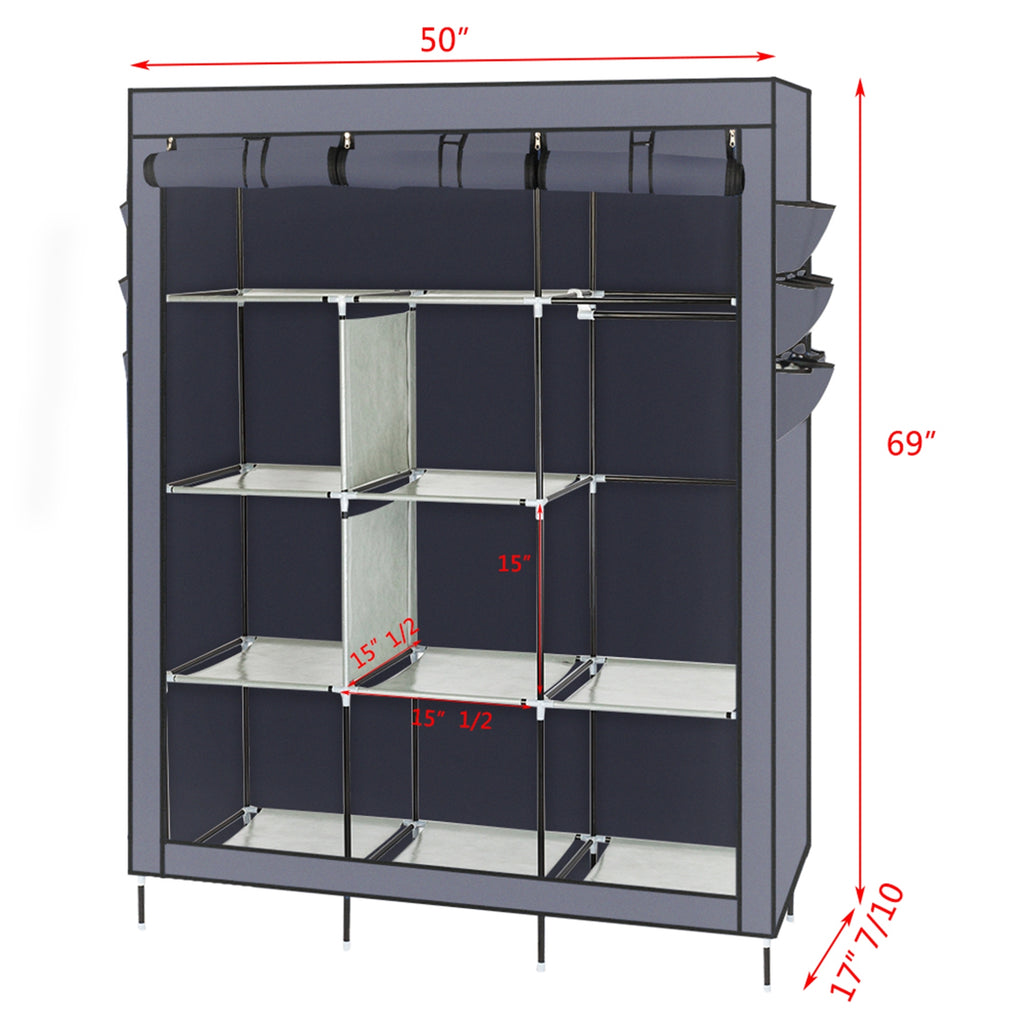 AEELLEEA- Freestanding Non-Woven Fabric Wardrobe, 69 Inch Portable Assembled Closet with Steel Frame