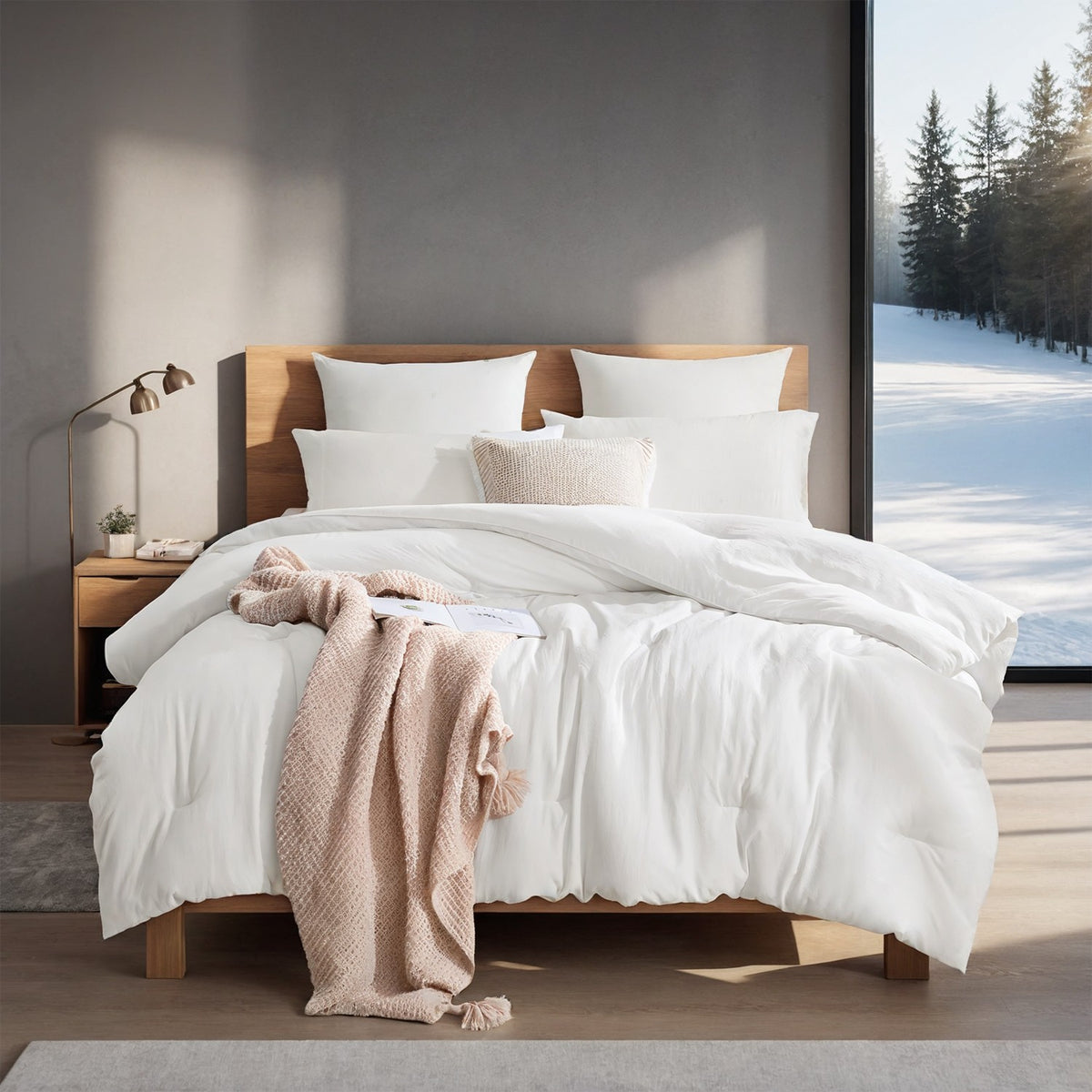 AEELLEEA 2 Pack All Season Polyester Brushed Comforter Inserts, Soft Cotton-Look Duvet Core, Breathable Lightweight Bed Comforters for Bedroom & Dorm