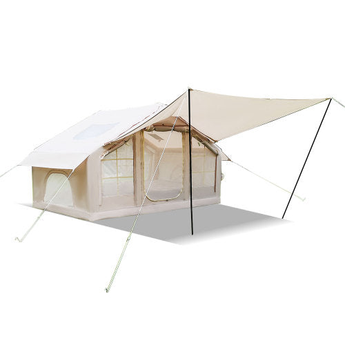 Inflatable Camping Tent 4 Person, Pop Up Air Tent 118 x 83 x 79 in with Awning, Family Camping Tent with Pump, Outdoor Waterproof