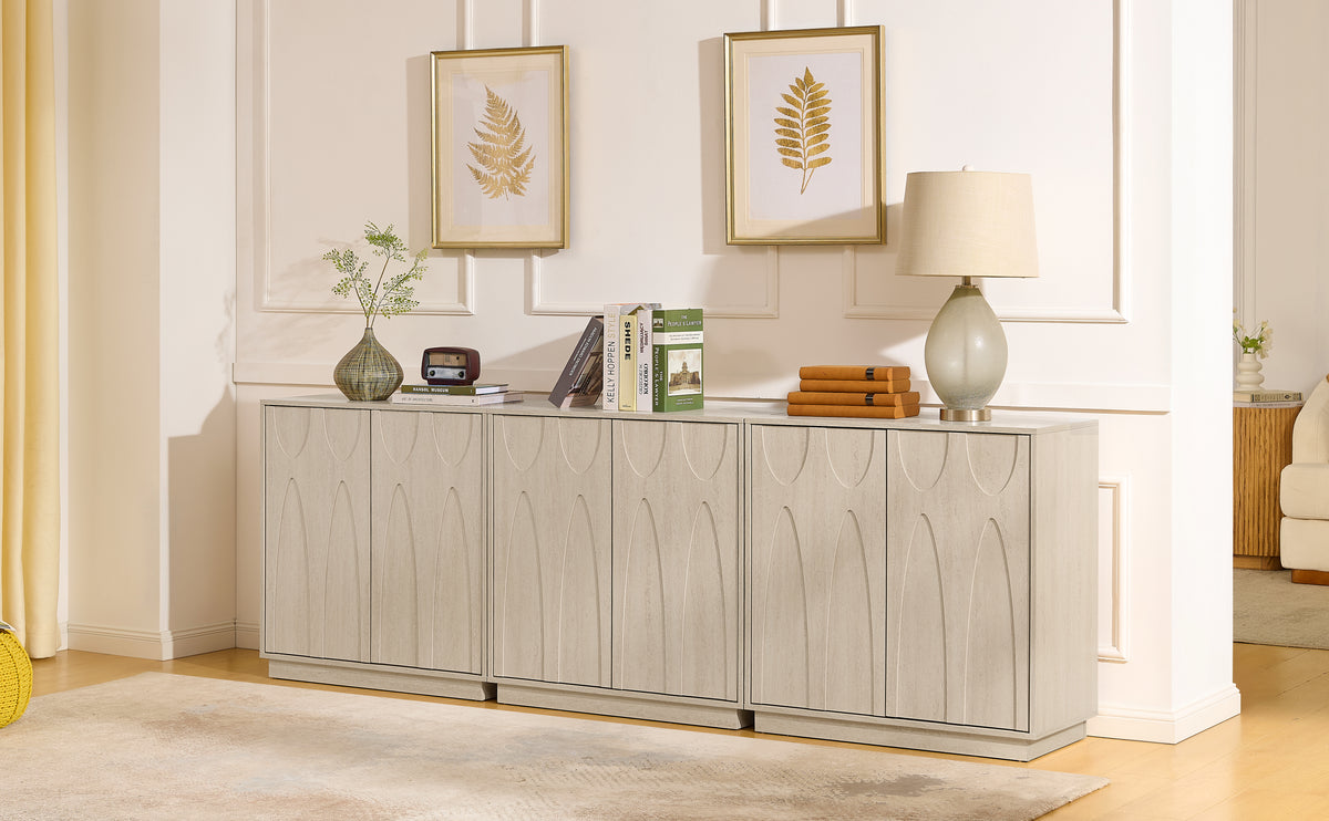 AEELLEEA Mid Century Modern Sideboard Cabinet, 2 Push-to-Open Doors Storage Credenza with Adjustable Shelf for Entryway Living Room