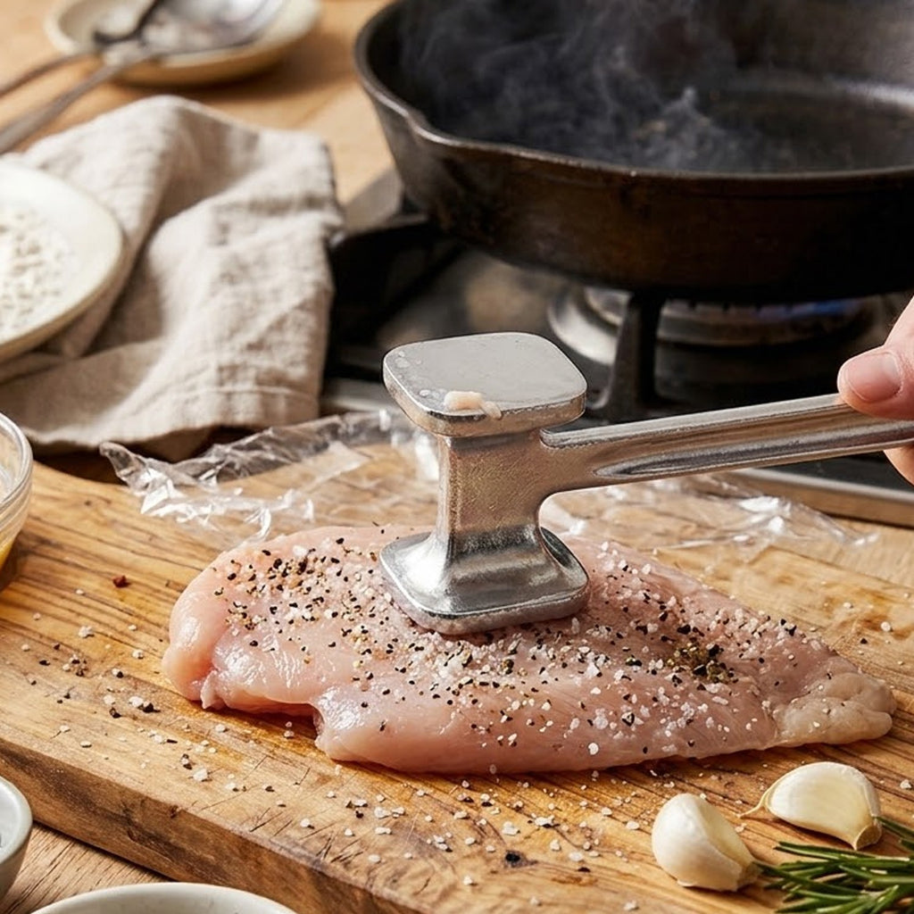Double Sided Meat Tenderizer Hammer, Aluminum Alloy Kitchen Meat Mallet for Steak Chicken Pork, Ergonomic Handle Meat Tenderizing Tool