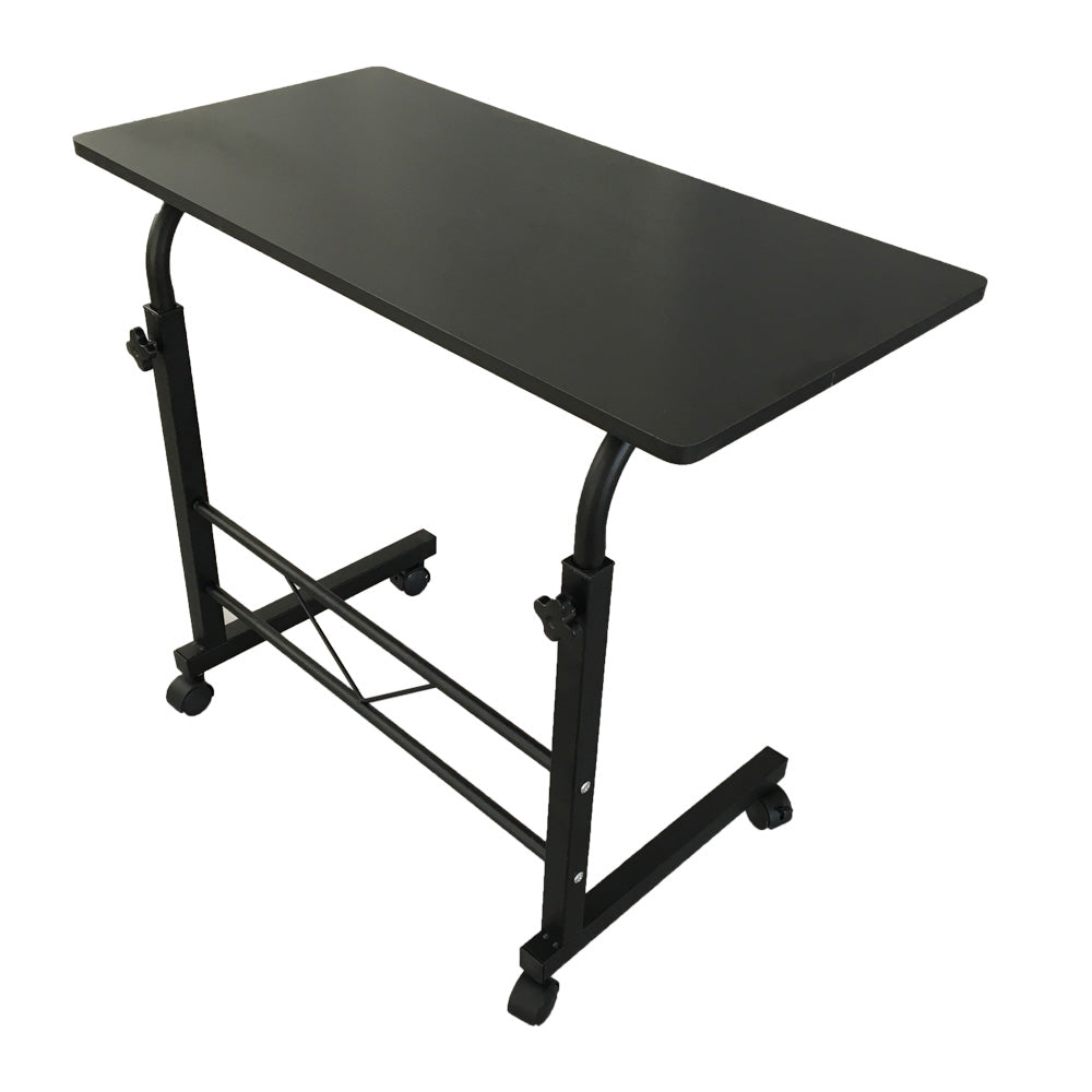 AEELLEEA-Adjustable Height Side Table, Detachable Chipboard Steel End Table, Black Versatile Accent Table