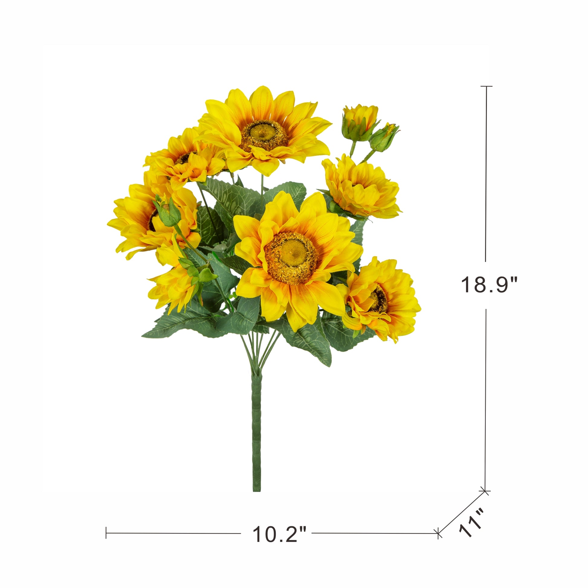 10.2 x 11 x 18.9"H Artificial Yellow Sunflower BushX9,4 Pack