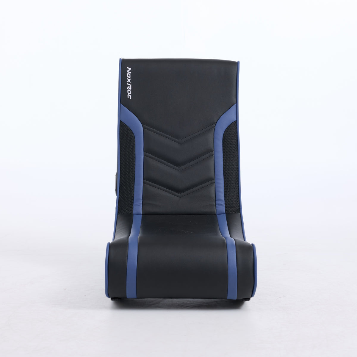 AEELLEEA 28.3in Foldable Floor Rocker Gaming Chair, PU Leather Game Seat with Storage Pocket, Blue Accent