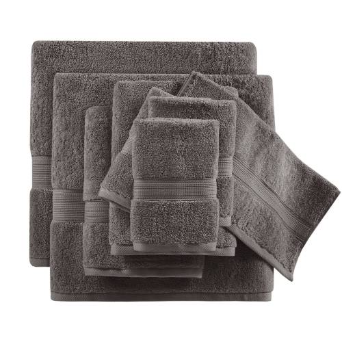 8-Piece Ultra-Soft 100% Cotton Absorbent Towel Set, Charcoal