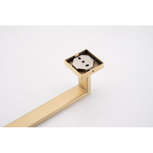 AEELLEEA 5-Piece Brushed Brass Bathroom Hardware Set, 23.82" Towel Bar Ring Toilet Paper Holder 2 Robe Hooks Wall Mount Kit