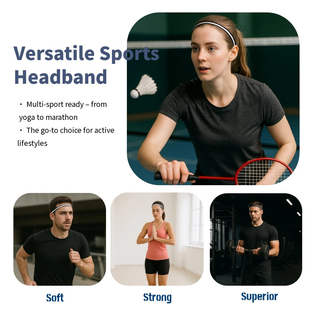 2-Pack Sports Headbands, Sweat-Wicking & Quick-Dry, Comfortable Stretch Won't Squeeze Head, Vibrant & Versatile for Workouts