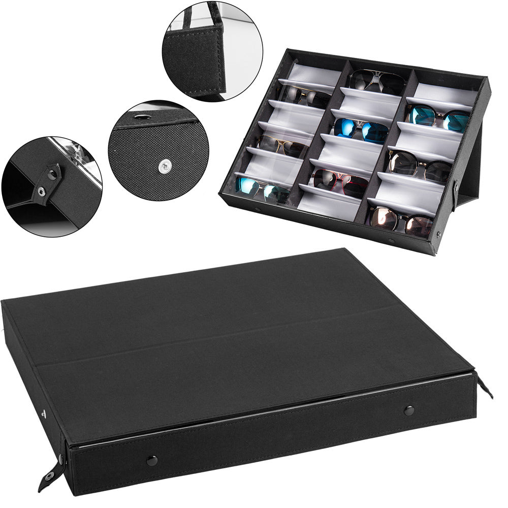AEELLEEA-18 Slots Sunglasses Organizer Storage Case Tray, Eyewear Display Holder for Eyeglasses & Sunglasses, Large Capacity Glasses Collection Box for Home, Shop Display