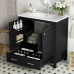 30 Inch Black Bathroom Vanity with Sink, Freestanding Single Sink Bathroom Cabinet with Drawer and Double Doors, Soft Close