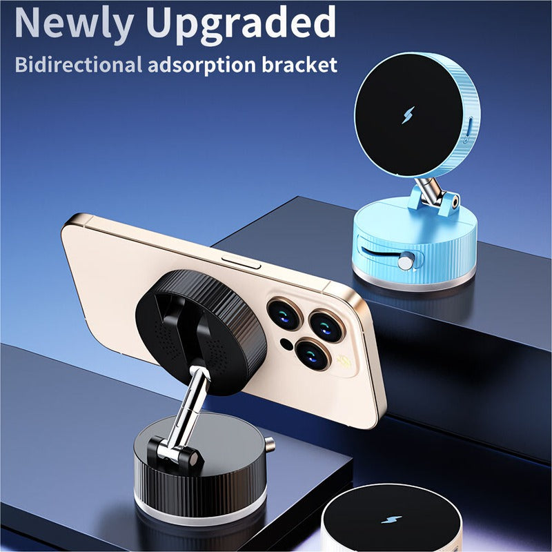 Vacuum Magnetic Wireless Charging Car Phone Holder, 360° Rotation Bidirectional Adsorption Dash Mount, MagSafe Compatible Phone Stand