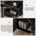 Black Marble Bathroom Vanity with Sink, Modern Freestanding Cabinet, Black Marble Top with White Basin, Doors and 2 Drawers, Gold Handles