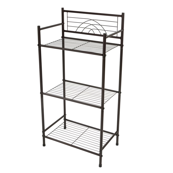 AEELLEEA 17" x 11" x 36" 3-Tier Iron Bathroom Shelf, Freestanding Rust Resistant Storage Rack for Bathroom & Kitchen